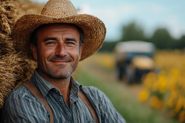 Fototapeta premium Portrait of farm workers made generative AI