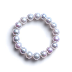 Top view natural pearl women bracelet or necklace, isolated on a white background
