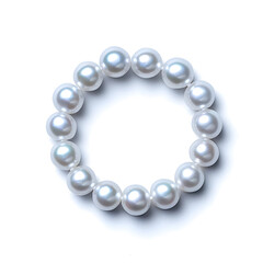 Top view natural pearl women bracelet or necklace, isolated on a white background