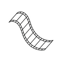 movie reel lineal icon with white background vector stock illustration