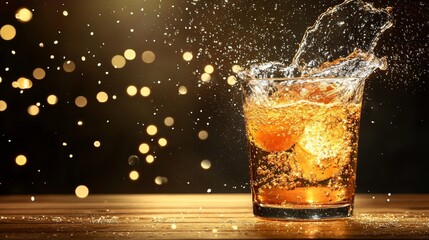 Refreshing cocktail with citrus and sparkling effects