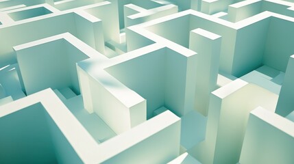 Abstract Labyrinth 3D Rendering of a Complex Maze