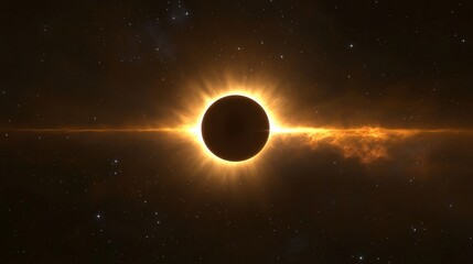 Obraz premium Annular solar eclipse, cosmic event, sun, moon, space.