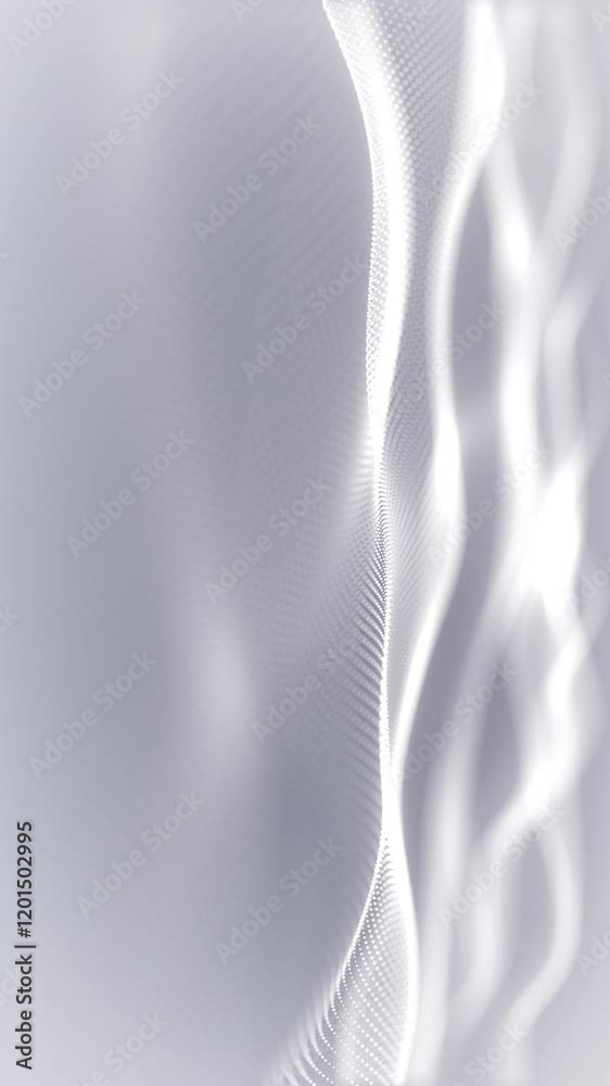 Poster particles white wave cyber technology background loop. abstract seamless animation of mesh glowing d