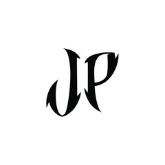 Obraz premium JP monogram logo design letter text name symbol monochrome logotype alphabet character simple logo