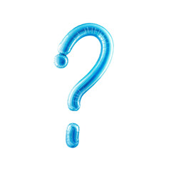 The question mark is shaped from a blue balloon, inflated and twisted with a shiny surface that reflects light. Its clean, festive design is perfect for parties or decorative use