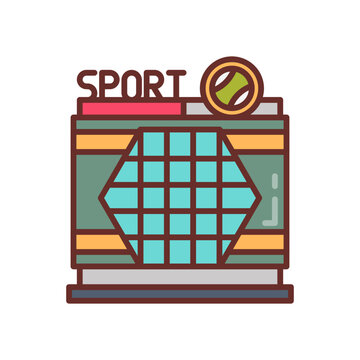 sport building with tennis ball icon clip art preview