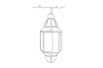 Islamic hanging lantern. Hanging lanterns concept one-line drawing