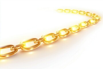 Obraz premium Glowing Golden Links of a Chain in a Bright Background Representing Strength, Connectivity, and Unity in Digital or Physical Contexts