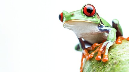 Naklejka premium Vibrant Red-Eyed Tree Frog Close-Up