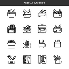 Pencil Case Outline Icons