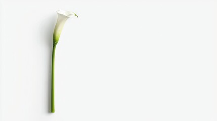 Abstract illustration of a green calla lily, with smooth, flowing lines and a minimalistic design. Reflects elegance, simplicity, and natural beauty. Generative AI.