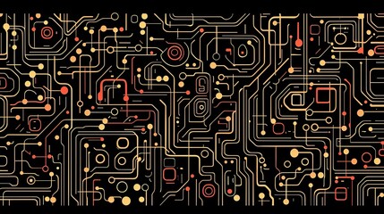 Fototapeta premium Abstract depiction of a glowing circuit board with colorful lights, representing technology, innovation, and connectivity in a digital age. Generative AI.