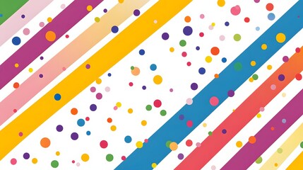 Colorful Diagonal Stripes and Scattered Circles Design