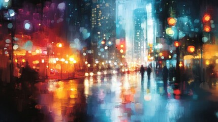 Fototapeta premium Out-of-focus city lights at night.