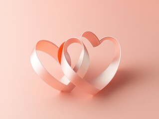 Intertwined Pink and Rose Gold Hearts on a Soft Pink Background