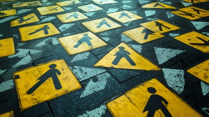 Urban Pavement Pedestrian Directional Signs