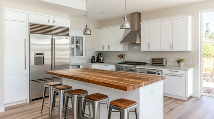 Modern Kitchen Island with Stainless Steel Appliances
