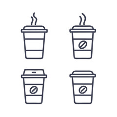 Coffee Cup Icon Bundle Isolated on Transparent Background.