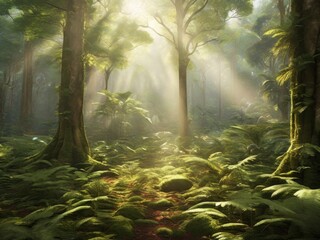 Obraz premium misty morning in the forest