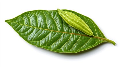 Obraz premium green cocoa leaf isolated on white