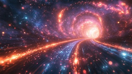 Futuristic Hyperspace Warp Tunnel Effect. Generative AI