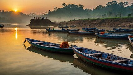 Naklejka premium boat on the lake
