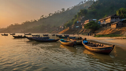Fototapeta premium boat on the lake