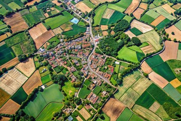 Fototapeta premium South Kesteven, England: Low-Resolution Satellite Image of Rural Landscape