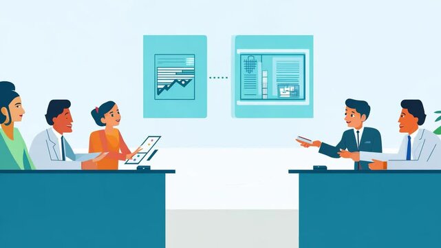 Business people sharing documents and data in a meeting