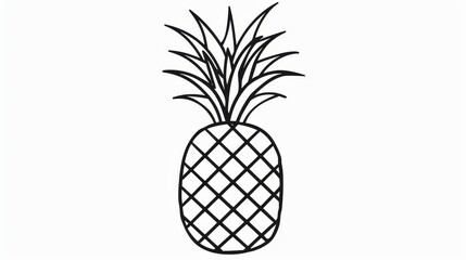 A simple black and white illustration of a pineapple.