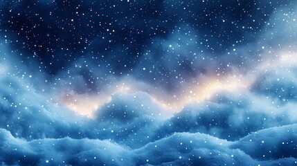 Snowy Gradient and Winter Snowflakes in Blue Tones. Generative AI