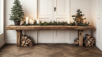 Festive Holiday Table Decor in Scandinavian Style. Generative AI