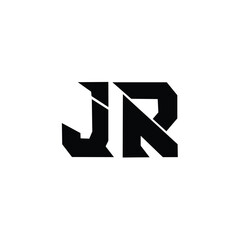 Obraz premium JR monogram logo design letter text name symbol monochrome logotype alphabet character simple logo