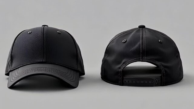 Front and Back View of a Black Structured Baseball Cap
