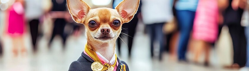 Fototapeta premium Stylish Chihuahua in a formal outfit. dogs, uniforms, creative