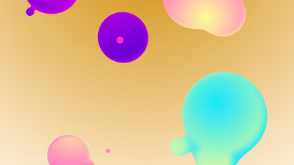 Abstract design with colorful pastel spheres and fluid shapes against a warm gradient background, creating a playful and surreal atmosphere with soft edges and glowing harmony