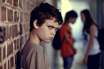 Obraz premium Generative AI Visual Depiction of Teenage School Bullying and Its Emotional Impact