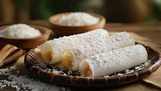 Traditional Indonesian Kue Semprong Coconut Roll Cookies