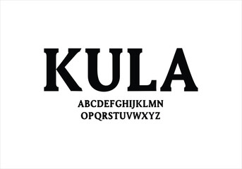 Kula font for logo and headline. Isolated vector typeset
