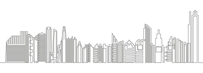 Fototapeta premium Continuous line drawing of house and residential building concept with a panoramic view