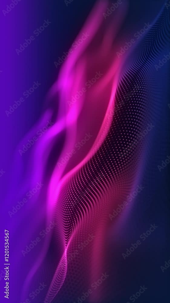 Aufkleber particles wave cyber or technology background. abstract seamless loop of mesh glowing red dots digit