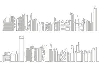 Continuous line drawing of house and residential building concept with a panoramic view