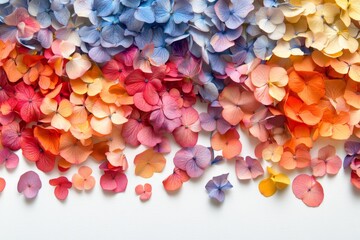 Obraz premium Colorful Hydrangea Petals Gradient Floral Background Spring Flowers