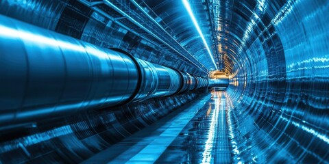 Obraz premium Vibrant pipeline diagram symbolizing continuous operational improvement, sleek and futuristic style