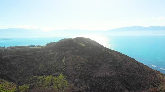 Porto Novo Beach, Zvernec, Vlore, Albania - Aerial Drone View of the Rocky Coastline