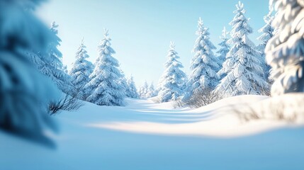 Fototapeta premium Winter Wonderland: Snow-Covered Forest Path