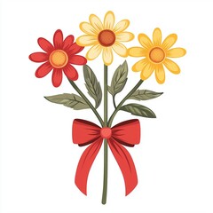 Obraz premium Charming Simplicity: A Trio of Vibrant Flowers with a Loving Touch