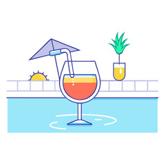 poolside drink icon, poolside drink vector illustration-simple illustration of poolside drink, perfect for poolside drink logos and themed design 