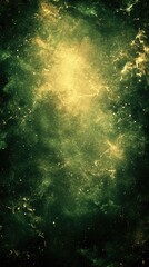 Cosmic Nebula, Green and Gold, Space Background, Abstract Art, Galaxy Wallpaper